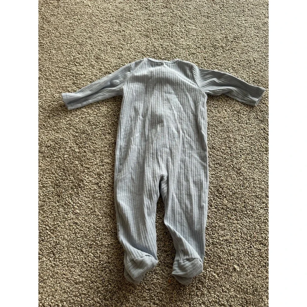 Carters Just One You Baby Boy Blue Ribbed Zip Up Footed Sleeper Pajama 6M